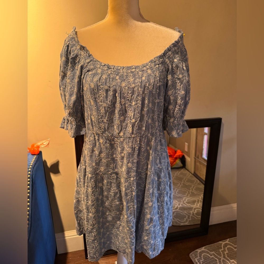 NWOT Old Navy Puff-Sleeve Tiered Mini Swing Dress Sz L - Picture 9 of 13
